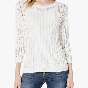 Tribal Jeans Womens 3/4 SLV pullover knit sweater white Large